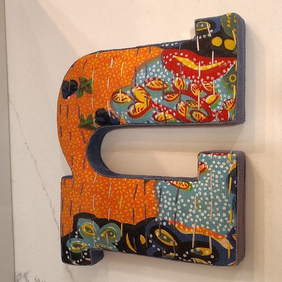 Anthropologie Boho Fabric Letter “u” or standing "n" wall decor corduroy - Picture 2 of 5